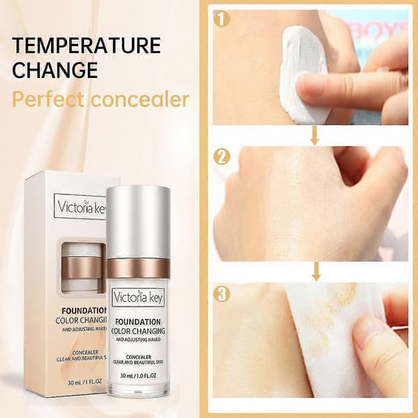 Färgskiftande foundation för mogen och åldrande hud, naturligt återfuktande flytande foundationmakeupbas, ljusar upp hyn, ansiktstäckande concealer 2PCS