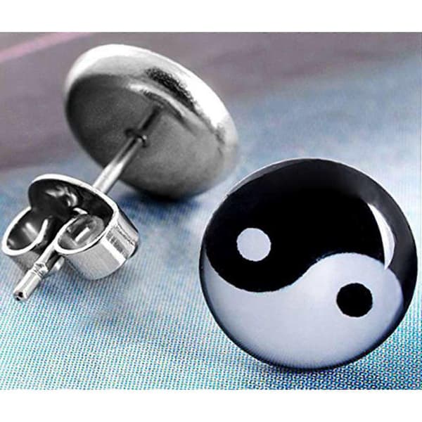 PARI Pyöreä Pin Symboli Yin ja Yang 10mm Korvakorut