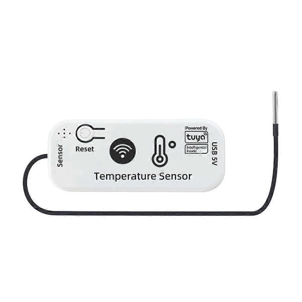 TUYA WIFI Temperatursensor APP Fjernmonitor Tuya Vanntett Temperatursensor 2.4G WiFi Smarthus 2M Blanc