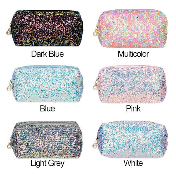 Glittrende Makeup Taske til Mode Høj Kapacitet Lynlås Håndtasker Multicolor