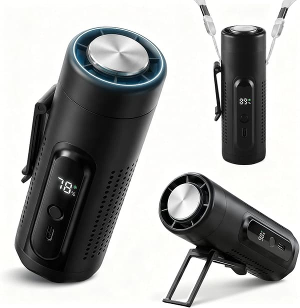 Bærbar ventilator, ideel til rejser, USB genopladelig, velegnet til kontor og camping