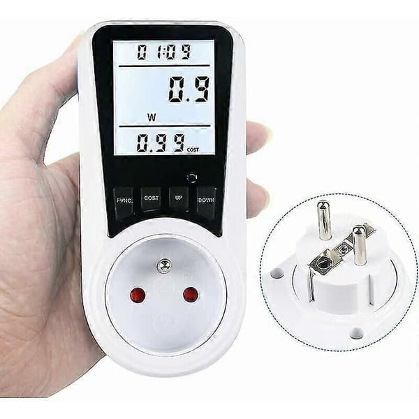 AC 230V Wattmeter Uttag Strömövervakning Med LCD-display Franskt Uttag