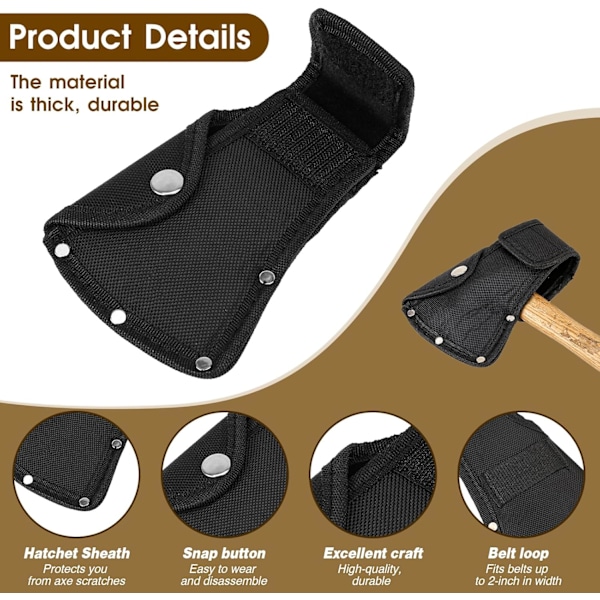 Hatchet Head Sheath Holster, Svart Tykkelse Økseslire for 1,2lb Øks Dobbel Snap Hatchet Blad Beskytter for Utendørs Fotturer Utendørs Arbeid Øksedeksel