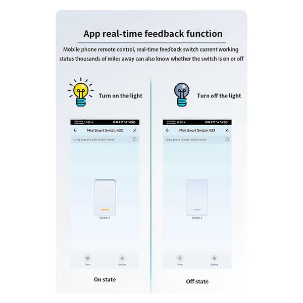 2X Tuya WiFi Smart Switch Timer 1CH 7-32V USB 5V 2.4G WiFi Smartlife Home Automation Modul til Alexa Google Home IFTT White