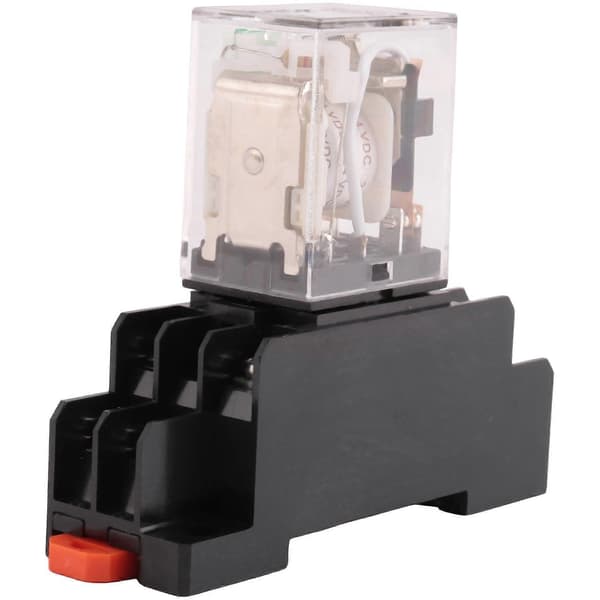 2X HH52P DC 24V Spole DPDT 8 Ben Elektromagnetisk Strømrelæ med DYF08A Base, Sort+ Klar Blå Black & clear blue