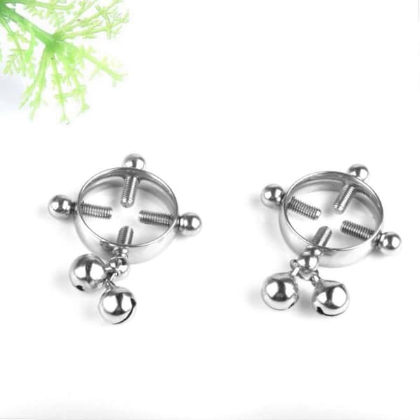 2 kvinders piercing smykker, brystpiercing, stud, klokkevedhæng, falsk nippelring, piercing i rustfrit stål