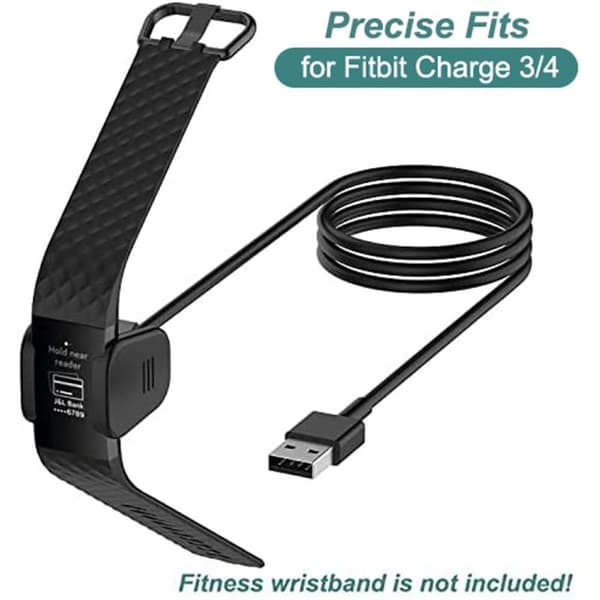 Lader for Fitbit Charge 4 & Fitbit Charge 3, Erstatningsladekabel Clip Cord Dock for Fitbit Charge 3 / Charge 4 Aktivitetsmåler