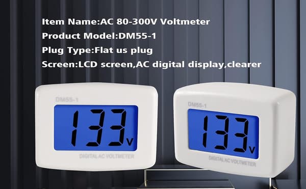 2025 Senaste modell, 2-pack plug-in voltmeter, amerikansk platt kontakt, AC 80-300V LCD digital voltmeter, spänningstestmonitor, AC 110V 220V voltmeter