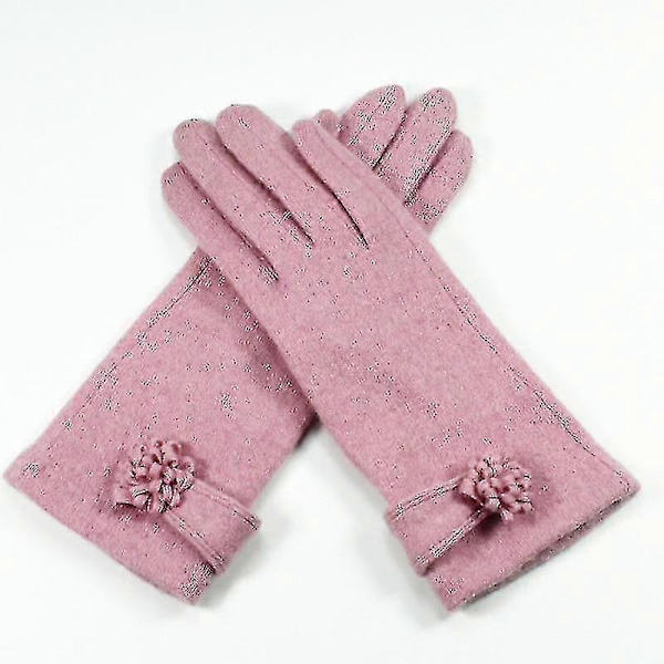 Elegante uld-touchscreen handsker til vintervarme B Pink