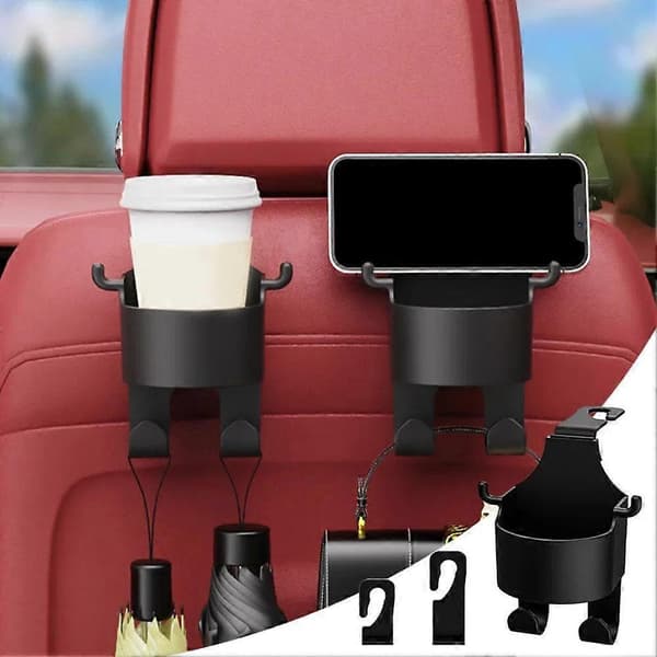 Bilkopholder Multifunktionel Krog til Opbevaringstaske på Bilsæderyggen Black 4pcs
