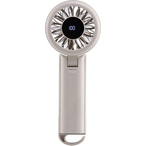 Forfriskende og bærbar lommeventilator, en lille bordventilator, i råhvid.