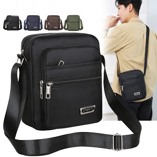 Män Casual Crossbody-väskor Nylon Axelväskor Messenger-handväskor brown