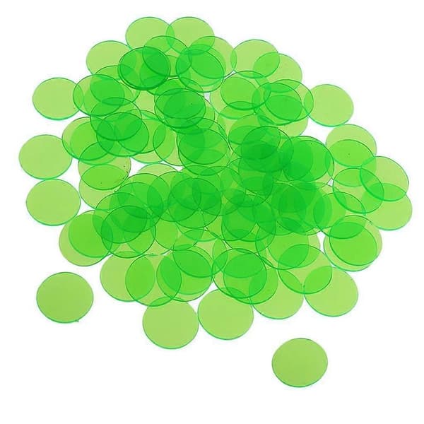 2x Professional Bingo Game Transparent Color Counters Plastic Pens Green