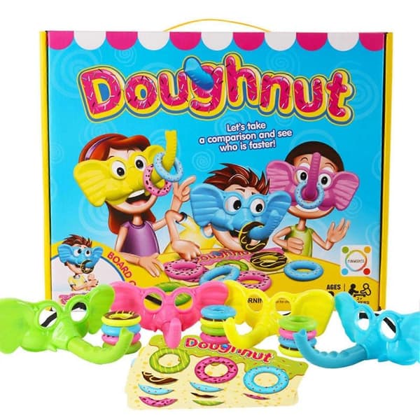 Elephant Game for Kids, Stacking Donuts, Elephant Toss, Family Fun Board Game, Safe Material, Educational Toy 3+