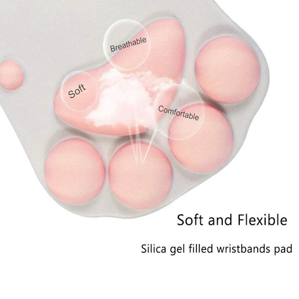 Kattmusemåtte med håndledsstøtte, Ergonomisk bærbar musemåtte (Pink)(f2)