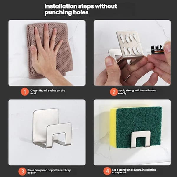Sponge Holder, 2-Pack Kitchen Sink Caddy Sponge Holder, Easy to Install Durable and Well Ventilated Suitable for Various Kitchen Items