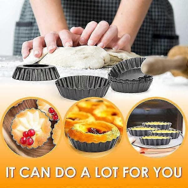 12 stk 3\" Eggeterteformer med avtakbar bunn, Bakeformer