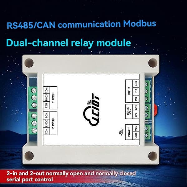 RS485/CAN 2-kanals relæmodul understøtter Modbus RTU-protokol 2-ind 2-ud DC7-48V