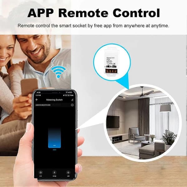 Tuya WiFi 30A Relæmodul 85-265V Smart Switch med Strømovervågning Hjemmeautomatiseringscontroller til Alexa Google Home