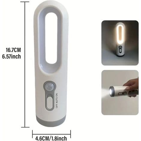 Bærbar 2-i-1 LED nattlampe, hvit, øyebeskyttende