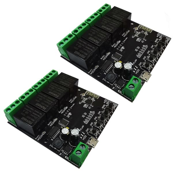 2X 4CH Tuya Switch WiFi Switch Modul Trådløst Relæ Smart Life APP Fjernbetjening Smart Timer til Smart Home Switch Black