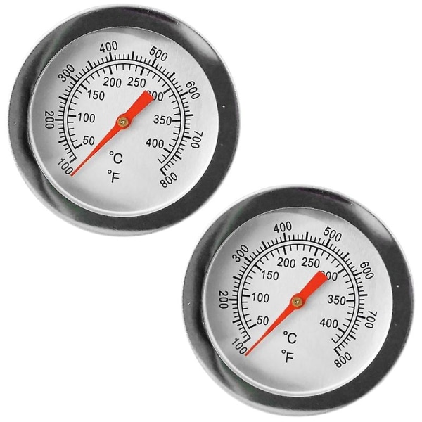 2 stk BBQ temperaturmåler Grill røyker Grill termometer i rustfritt stål 50-400