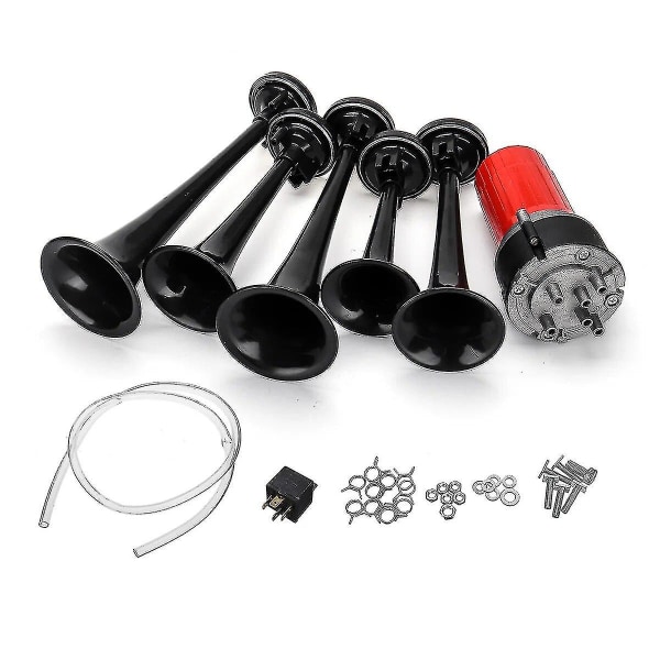 Sort 5 Trompet Luft Horn 12v 125db Dixie Musik Luft Horn Dukes Of Hazzard General-lee Universal Bil Lastbil Båd Luftkompressor Black