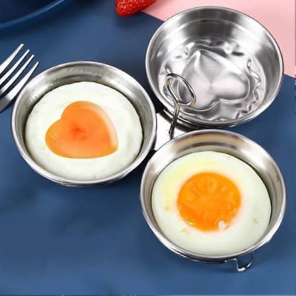 Eggdamper i rustfritt stål, barnefrokostform, verktøy for posjert egg, hjerteformet eggdamper, kjøkken og husholdning Circle/1pcs