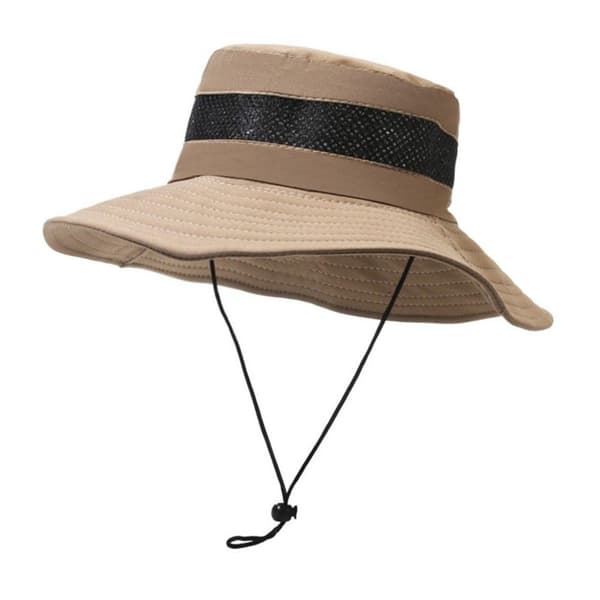 Breda damehatter med bred brem, sammenleggbare, ventilerende Panamahatter, UV-beskyttelse, utendørsfiske, sommer Khaki