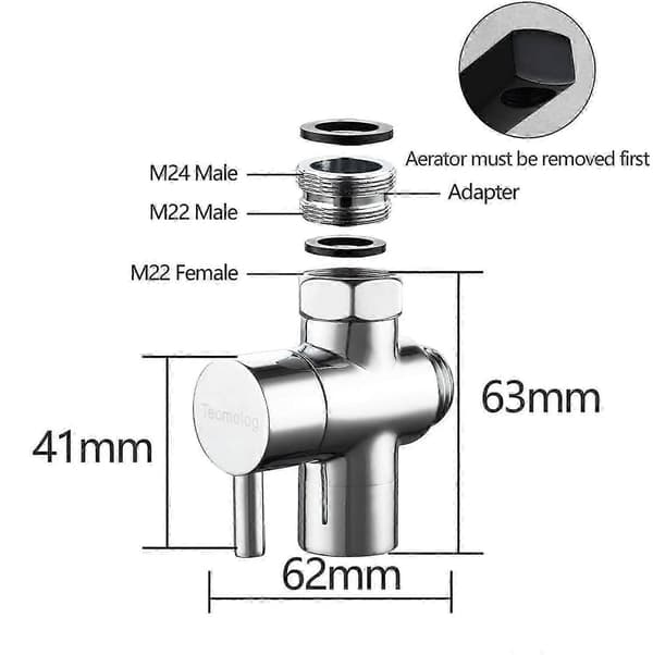 Messingvaskventilomleder kranfordeler, kranadapter 3-veis kranomlederventil, krom black