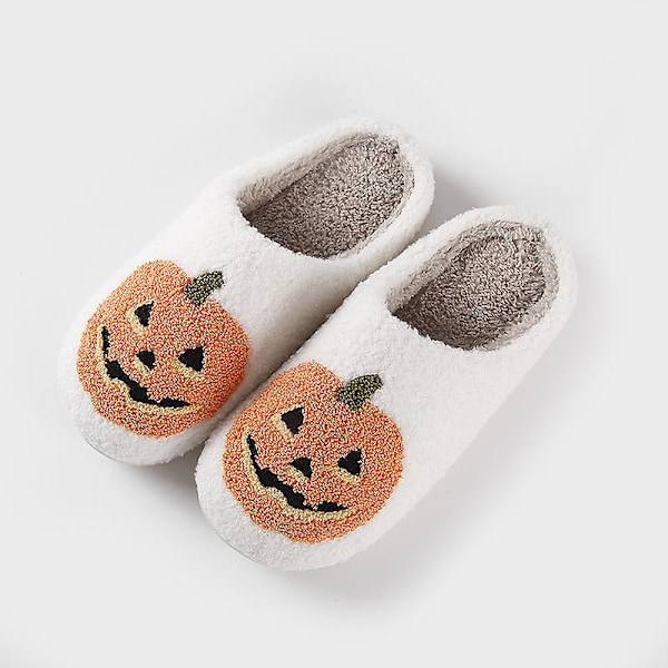 Halloween Pumpkin Cartoon Warm Winter Cotton Slippers, Thickened Anti-skid Indoor Slippers for Men and Women