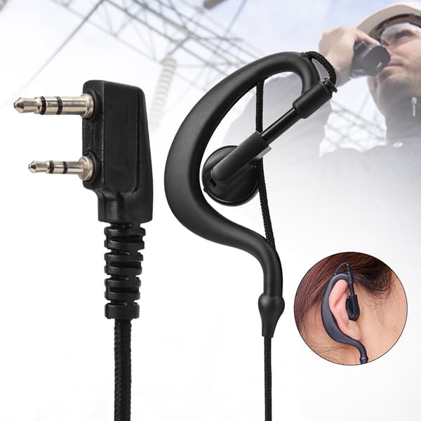 K-Head Radio Transceiver Headset Hörlurar (med PTT-knapp, Svart)