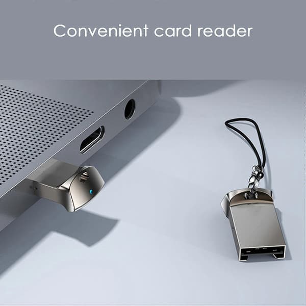2X Mini TF-kortlæser USB-computerkortlæser TF-korthukommelseslæseradapter med LED-indikator til computer og billyd Silver