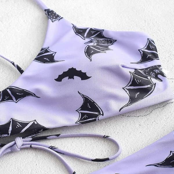 Stjerne Sol Måne Print Badedragter til Kvinder Krydsende Snøre Triangle Bikini (L)