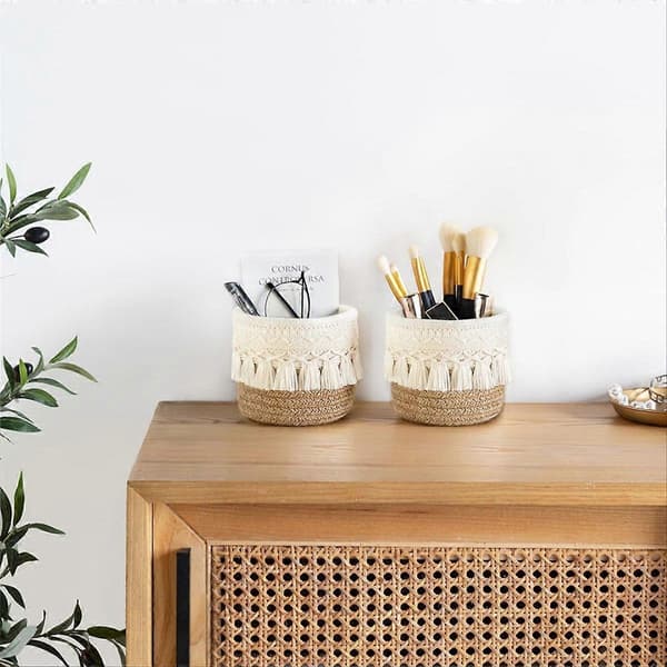 Sminkekostholder Kam Børste Oppbevaringskurv Boho Stil Kurv, A