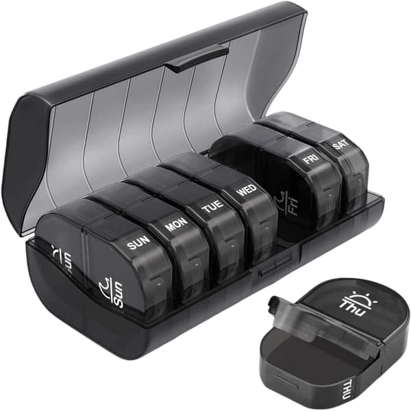 Uke-doseringseske med to rom og etui 162 162