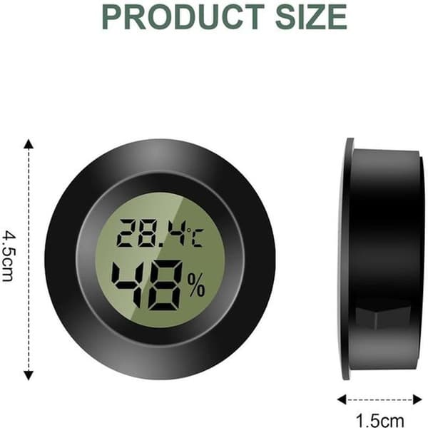 Termometer - Digital termometer - Mini digital indendørs termometer - LCD digital hygrometer - Temperatur- og fugtighedsmåler til hjemmet - Sort - 2 stk