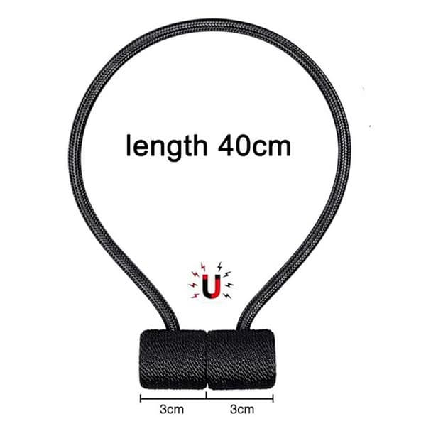 2 stk. Magnetiske Gardinholdere Gardinklemmer Reb, Sort