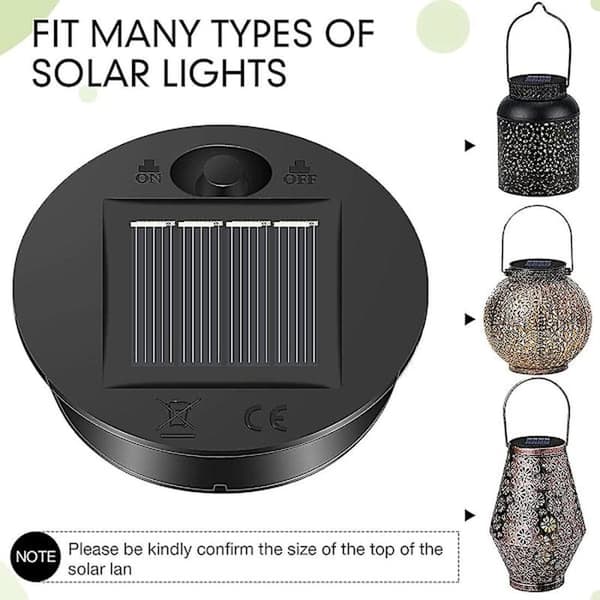 6 stk Erstatningstopper for solcellelamper 7 Solcellelampe Deler LED Solpanel Lyktlokk for utendørs bruk som vist