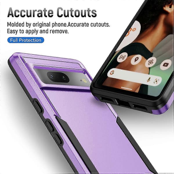 Google Pixel 7 5G-deksel - Fallbeskyttelse i militærklasse, PC- og TPU-telefondeksel i grønt Multicolor Purple Black