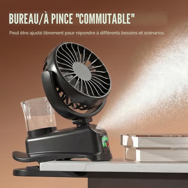 Mini bærbar USB clip-on ventilator (sort)