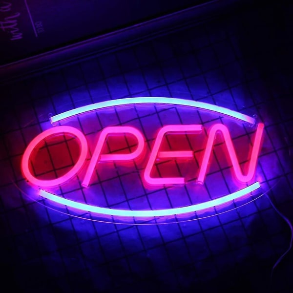 Neon åbent skilt til virksomheder, to lystilstande, elektronisk
