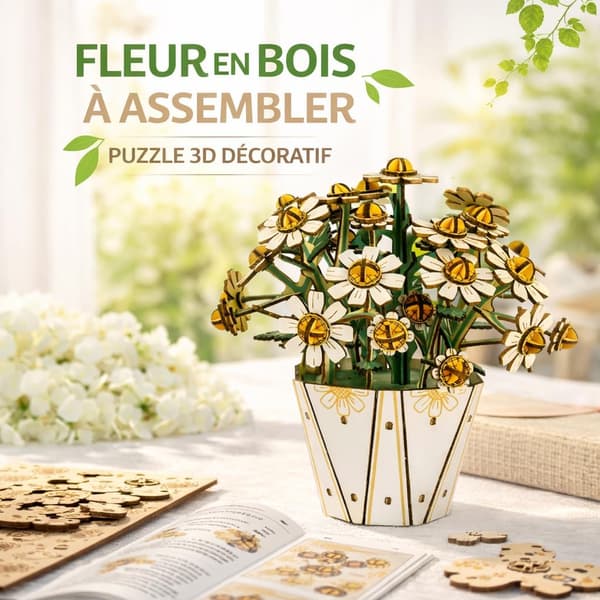 DIY Treblomster - 3D Dekorativt Puslespill (Tusenfryd)