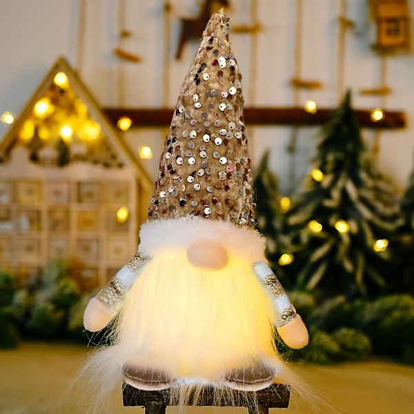 2024 Dukke 30/45cm Nisse Gnome Med LED Lys Dekorationer Til Hjemmet Jul Navidad Nytår 2024 Børns Gaver Long leg-Red 45cm