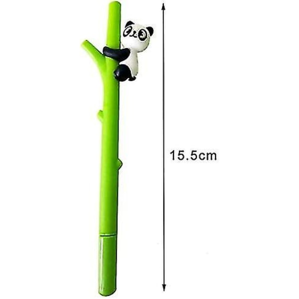 Pandapenner, gelpenner Søte penner Kawaii Ink Gelpenner Tegneserie Panda Hugs Bambus Silikon rullekulepenner Svart blekk 0,5 mm (lysegrønn+mørkgrønn) (6stk)