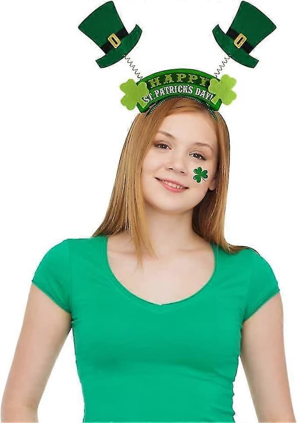 Unikt St. Patrick's Day-dekorasjonshodebånd med 6 irske grønne hodeplagg for jenter og kvinner
