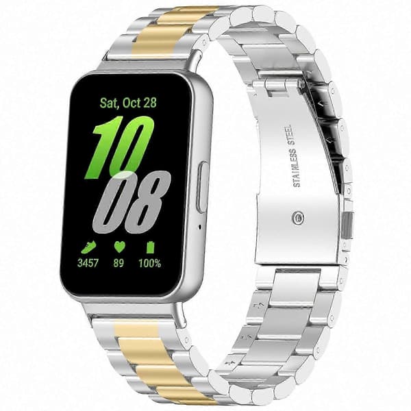 Galaxy Fit 3 Urrem i Rustfrit Stål Metal Erstatningsrem Silver Gold