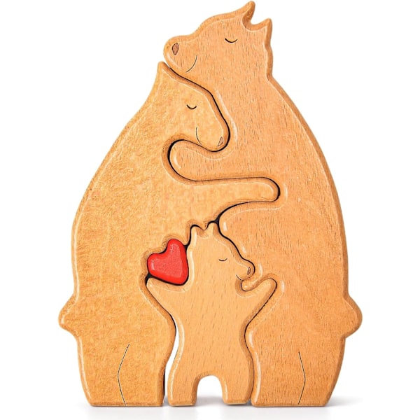 Personalized Wooden Bear Puzzle, Custom Family Name Sculpture, Christmas Jigsaws, House Warming Birthdays Gift, Wooden Bear Decor Gift