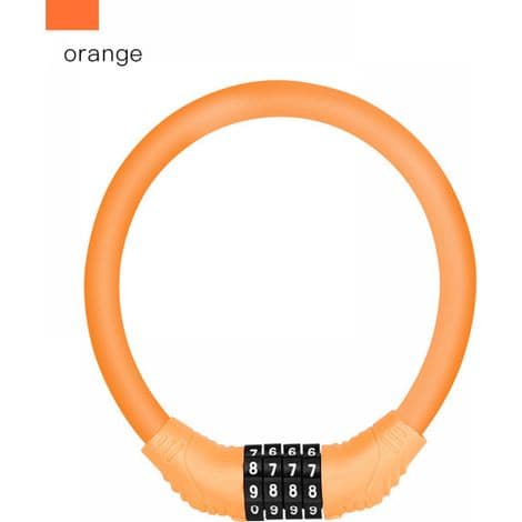 Orange cykellåskabel med kombination, bärbar miniring, cykelutrustning
