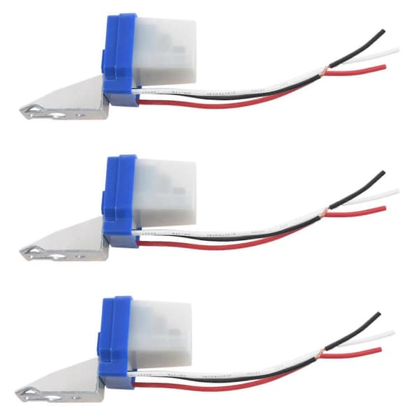 3X AC DC 12V 10A Automatisk Lampe Skumringsafbryder Lyssensor Skumringsafbryder White & blue